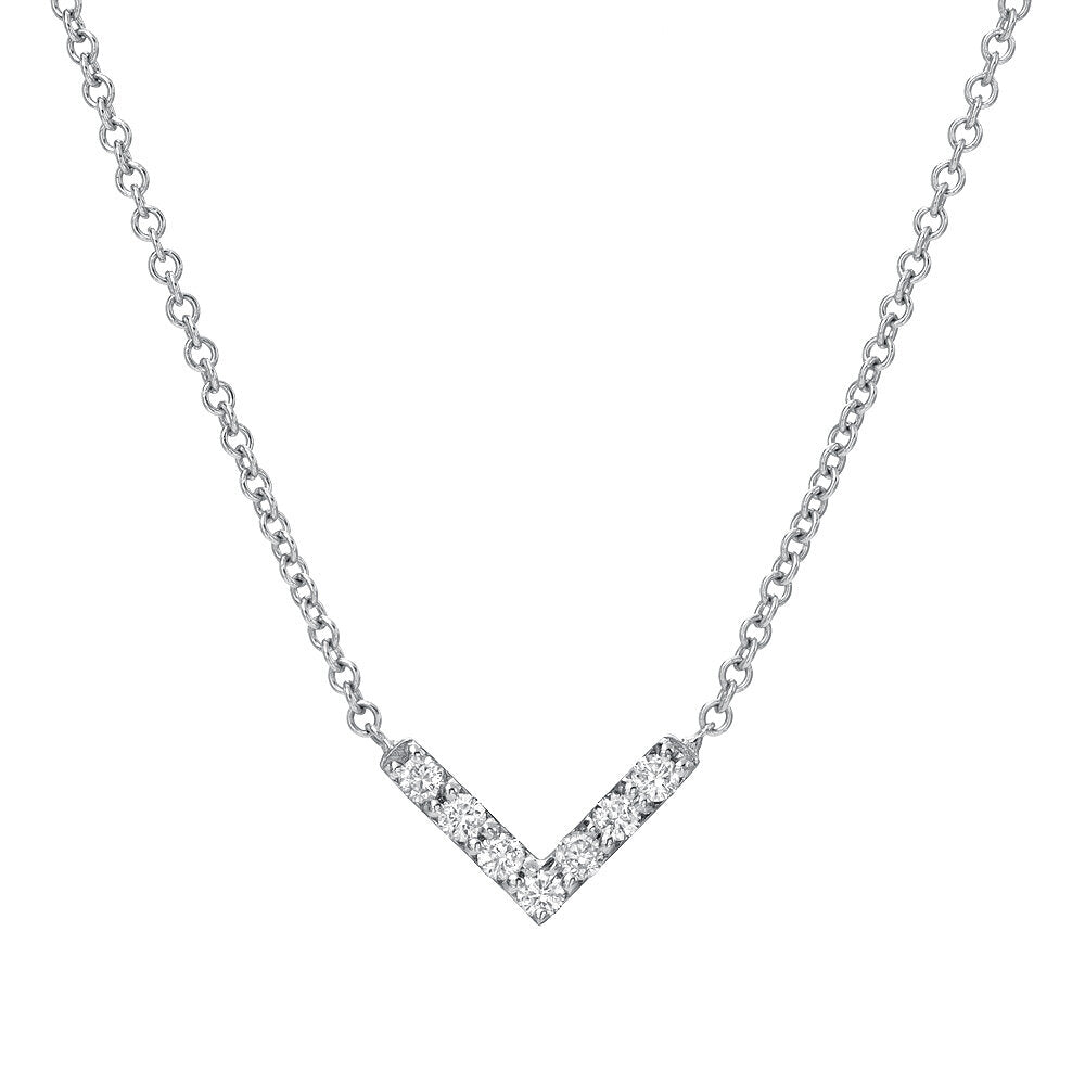 V Pave Necklace