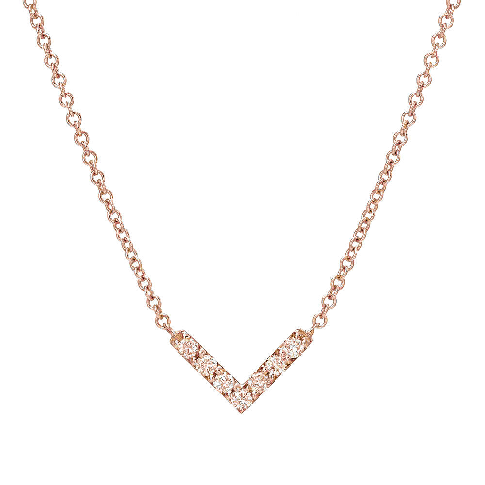 V Pave Necklace