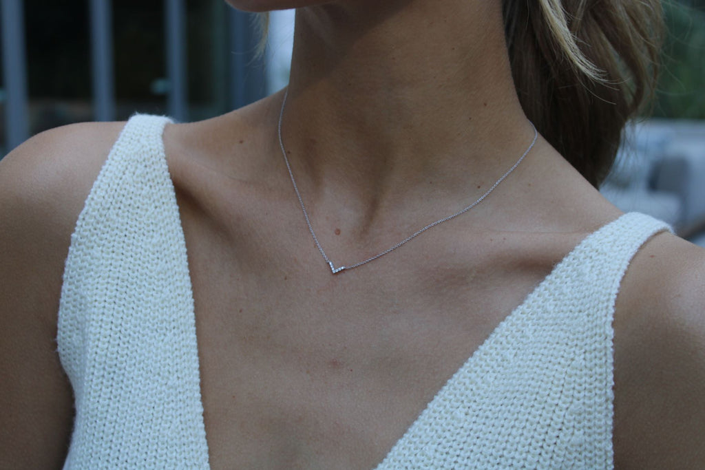 V Pave Necklace